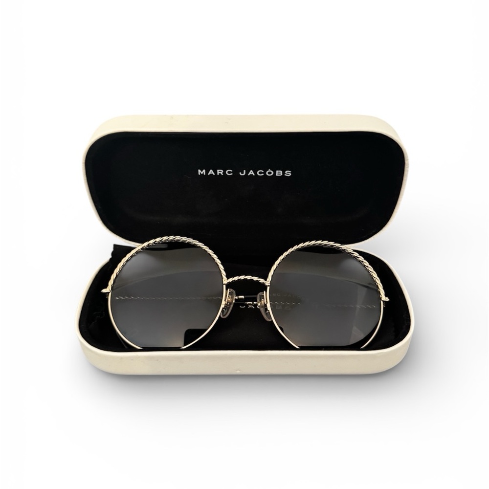 Marc Jacobs Women’s Gold Twisted Trim Sunglasses with Black Lenses
